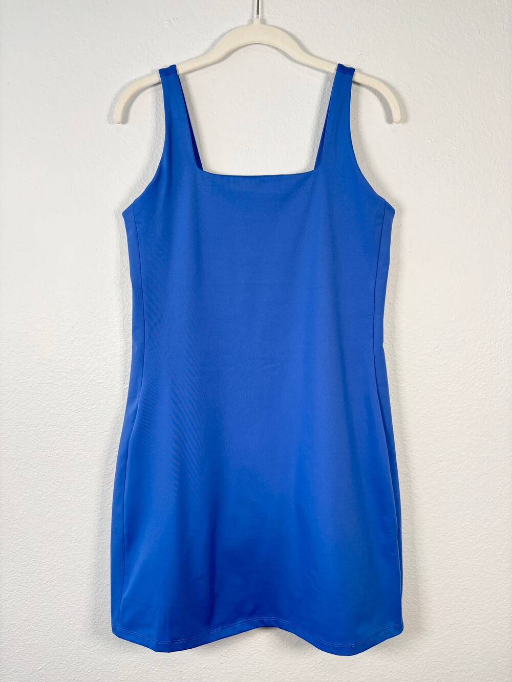 Girlfriend Collective Prism Blue Square Neck Shorts Lined Athletic Tommy Dress